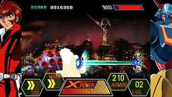 Screenshot von Roboter-Anime „Geppy-X“ im Stil der 70er