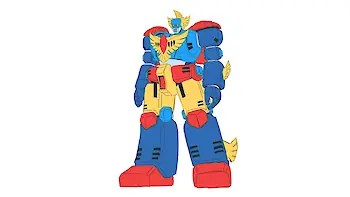 Screenshot von Roboter-Anime „Geppy-X“ im Stil der 70er